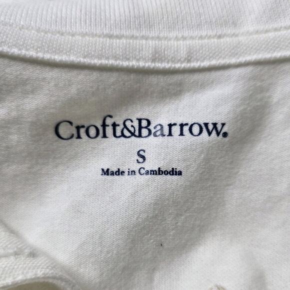 Croft And Barrow Cotton White Cream Gold Polka Dot Short Sleeve Collared Blouse - Picture 6 of 10